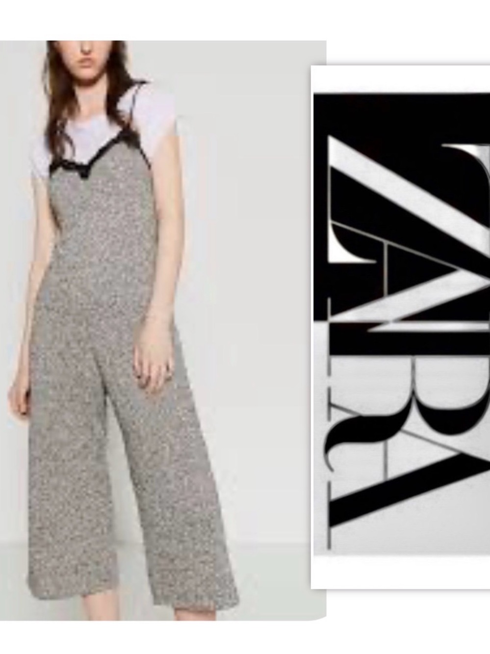 Zara Speckled Culotte Jumpsuit
